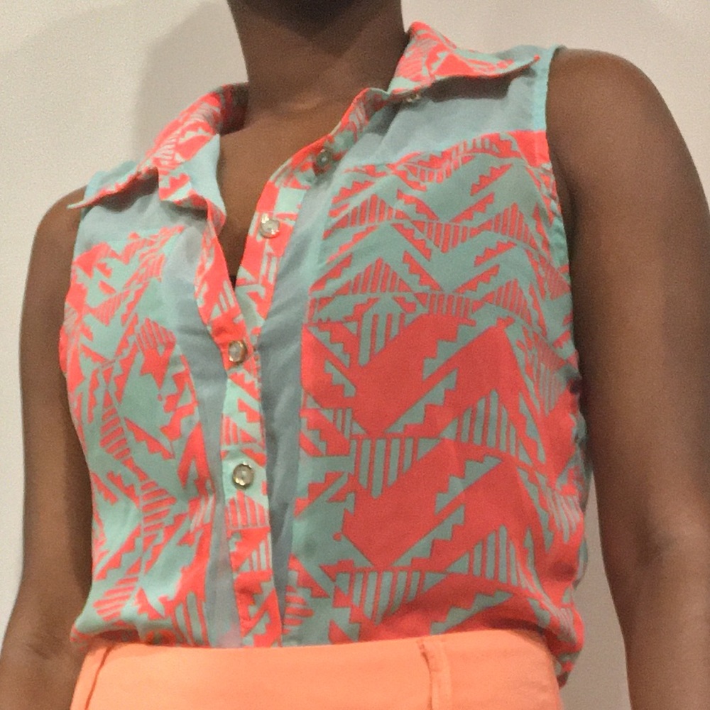 Neon Tribal See Through Crop Top